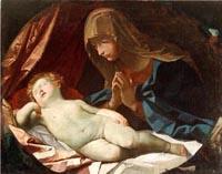 Elisabetta Sirani Virgin adoring the sleeping Baby Jesus France oil painting art